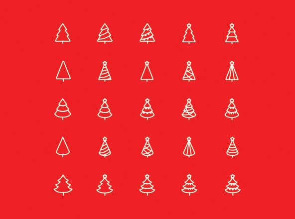 25枚简约圣诞树矢量线性图标 25 Line Stylized Tree Vector Minimal Icons