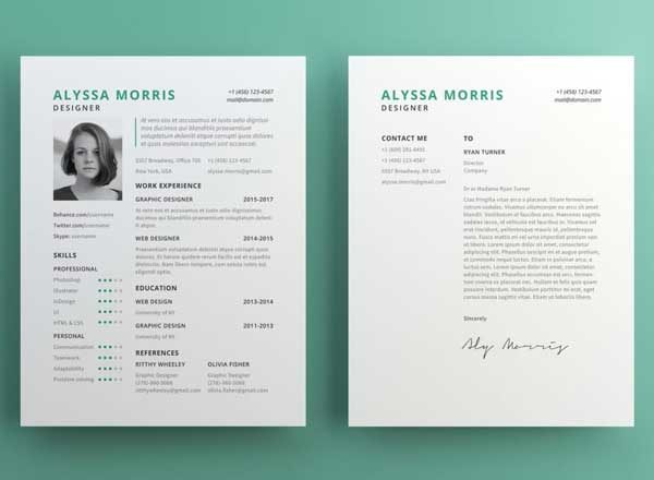 简约清新实用型简历模板 Clean Resume CV Template Free for Illustrator