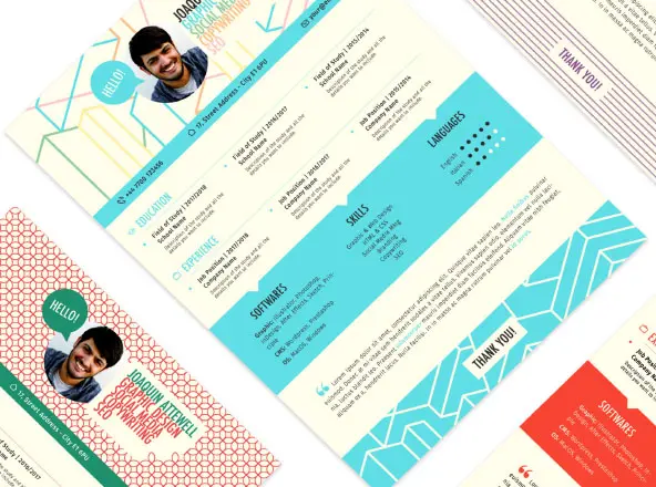 6款不同风格活泼色调个人简历模板 6 Style Resume Template