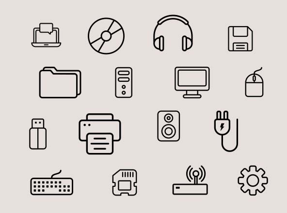 计算机相关设备矢量线性图标v1 Computer Vector Icons Part 01