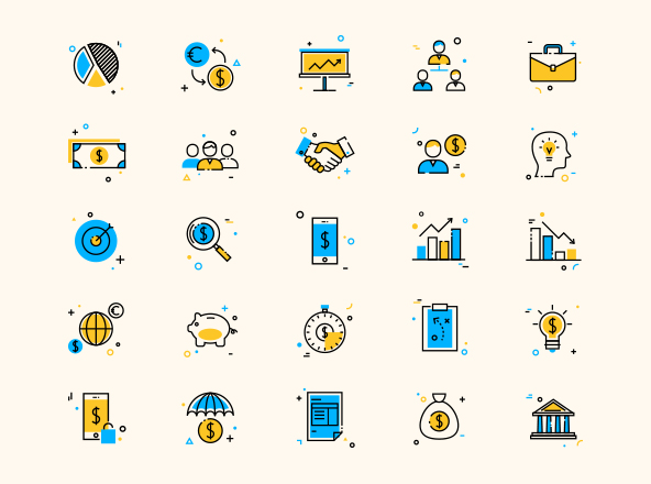 25枚企业&商业主题矢量彩色图标 25 Corporate Business Colored Icons