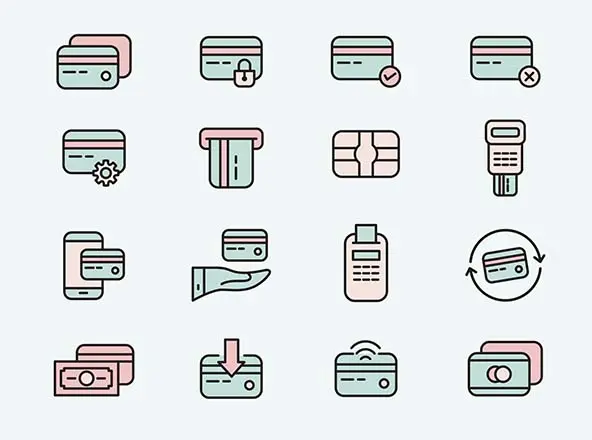 信用卡服务矢量图标 Credit Card Vector Icons