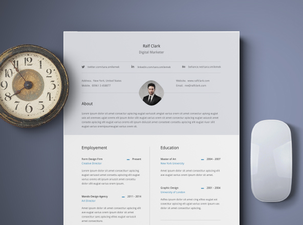 经典对称排版设计个人简历模板 Classy Resume Template