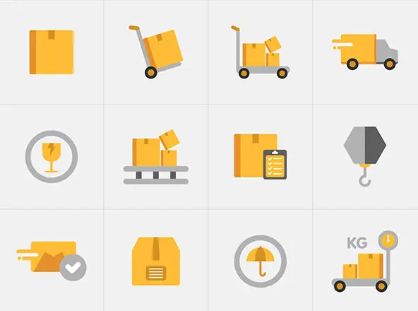 16枚快递配送主题矢量彩色图标 16 Delivery Vector Icons