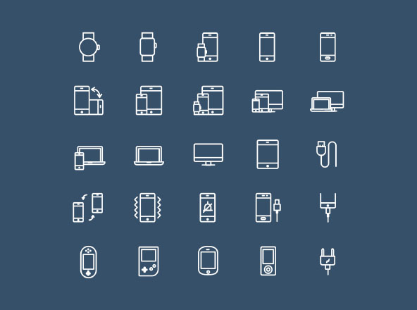 25枚数码设备矢量线性图标 25 Device Vector Line Icons