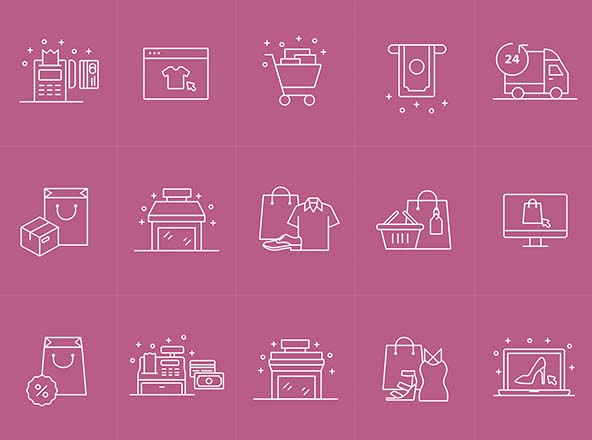 电子商务主题矢量线性图标v2 E-commerce Vector Icons