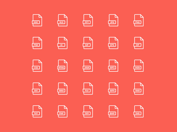 各种文件格式矢量线性图标 File Format Vector Line Icons