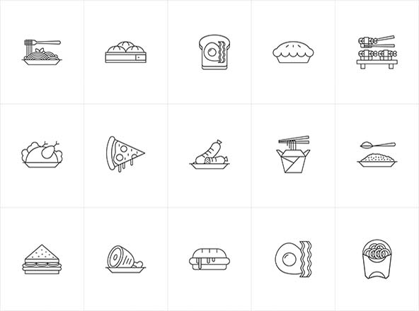 各式美食主题矢量线性图标v1 Vector Food Icons Part 1