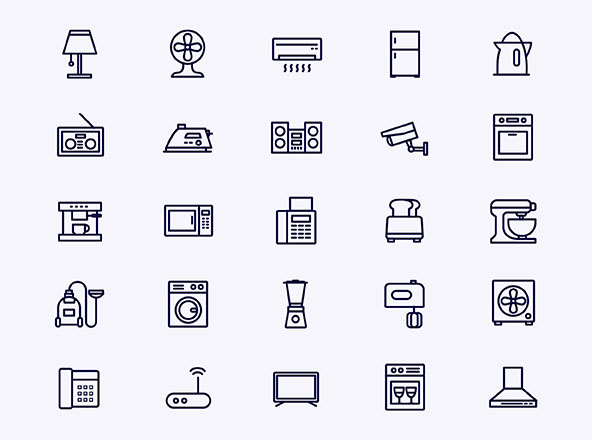 家电设备矢量线性图标 Home Appliances Icons