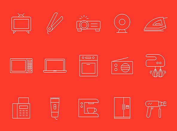 家用电器矢量线性图标v2 Home Appliances Vector Icons – Part 02