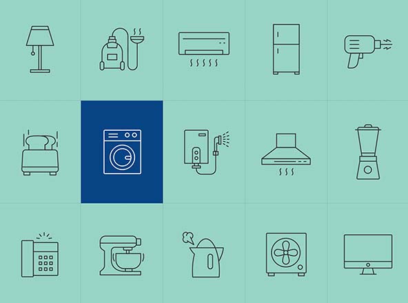 常见家用电器矢量线性图标 Home Appliances Vector Icons