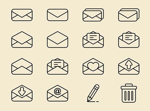 邮箱邮件服务矢量线性图标 Mail Vector Icons