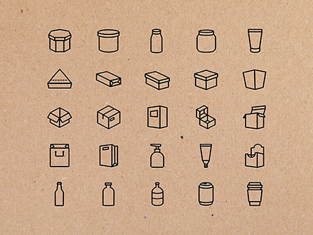 25枚各类包装矢量线性图标 25 Packaging Icons
