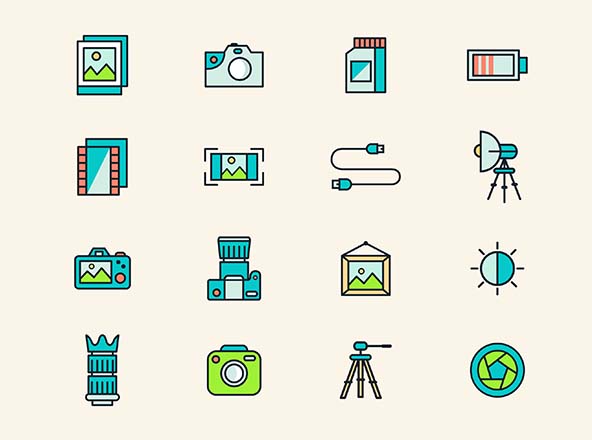 摄影&图像处理矢量彩色图标 Photography Vector Icons