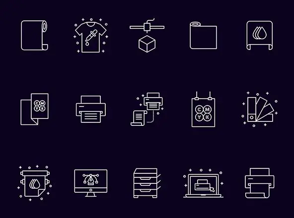 打印店服务矢量线性图标 Printshop Vector Icons