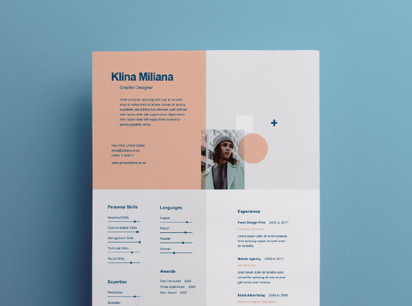 分体式对折设计个人简历模板 Split Style Resume Template
