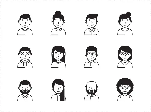 12枚用户头像矢量线性图标 12 Avatar Vector Icon Illustrations