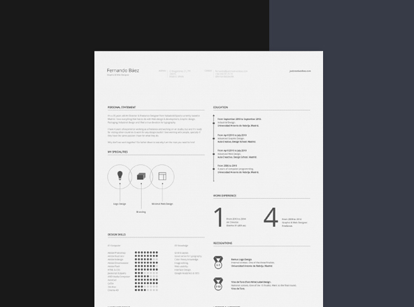 优雅双网格求职简历/个人简历模板 Free Minimal Resume Template