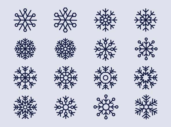 各种雪花形状矢量图标v2 Snowflake Vector Icons Part 02