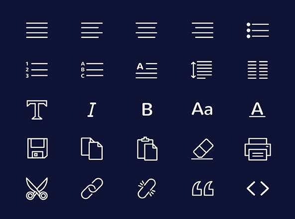 文本编辑器常用工具矢量线性图标 Text Editor Vector Icons