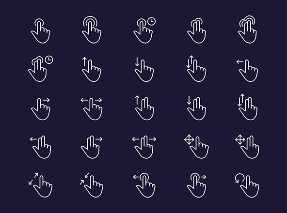 25个触摸手势矢量线性图标 25 Touch Gestures Icons