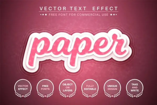爱心情人节折纸文字效果字体样式矢量素材 Love origami – editable text effect,  font style
