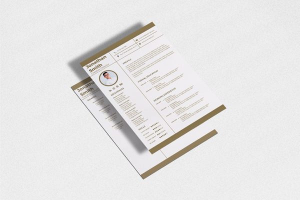 绿色设计风格个人履历表版式设计模板v6 Cv Resume Template.v6