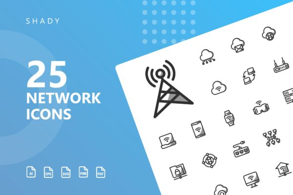 网络科技主题矢量阴影图标 Network Shady Icons
