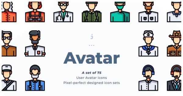 75枚用户头像矢量图标v1 75 User Avatar Icons