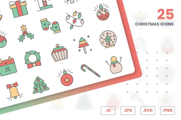 25枚圣诞节图标集 Christmas Icons Set