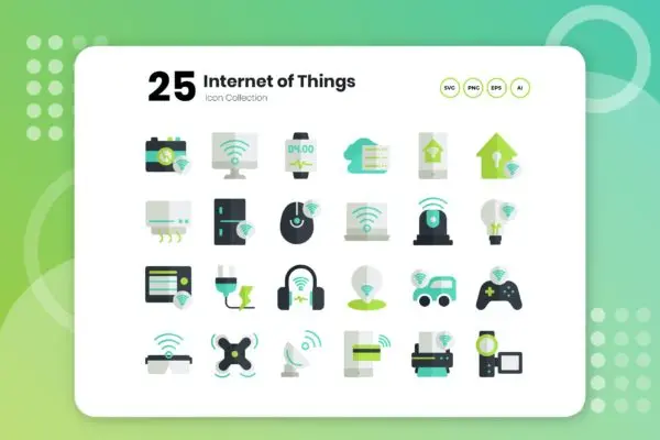 25个物联网主题扁平化图标素材 25 Internet of Things Flat Icon