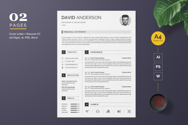 简约设计风格设计师应聘简历模板 Clean Resume CV Template