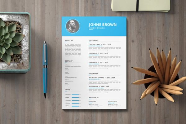 创意总监工作履历表设计模板 CV Resume