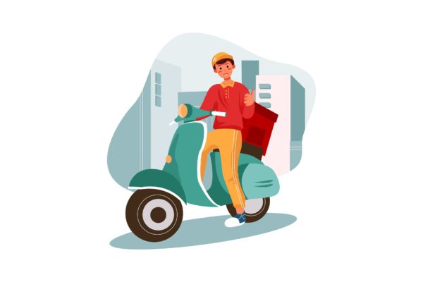 食物配送概念插画矢量素材 Food Delivery Illustration concept
