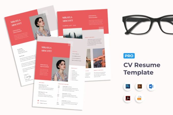 艺术摄影师个人简历模板素材 CV Resume Photographer