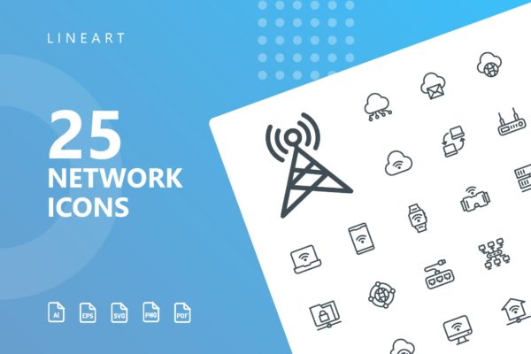 网络科技主题矢量线性图标 Network Lineart Icons