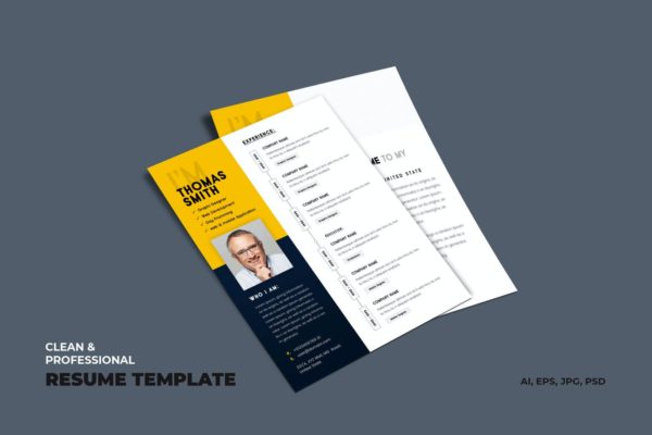 两列式时间轴风格简历模板 Creative Resume & CV Template