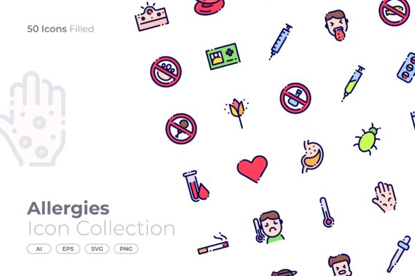 过敏主题填充矢量图标合集 Allergies Filled Icon