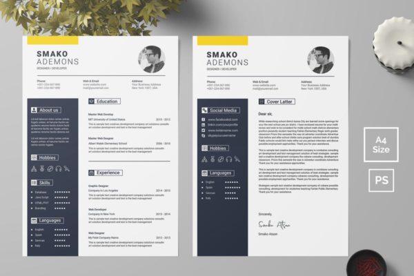 即拿即用个人实用职场简历&介绍信二合一模板 Resume Template 41