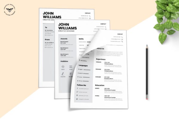 创意设计师极简主义风格简历设计模板 Minimal CV Template