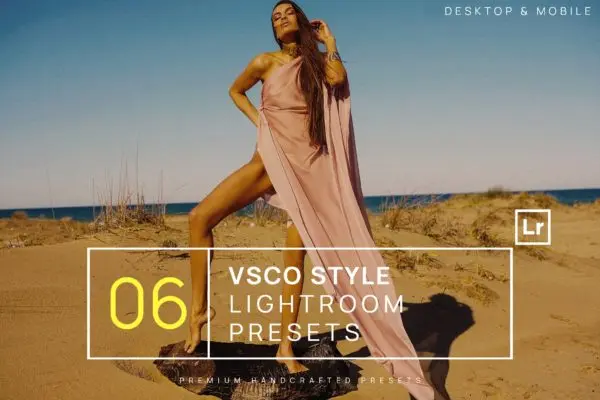 6款VSCO风格照片滤镜后期调色LR预设 6 VSCO Style Lightroom Presets + Mobile