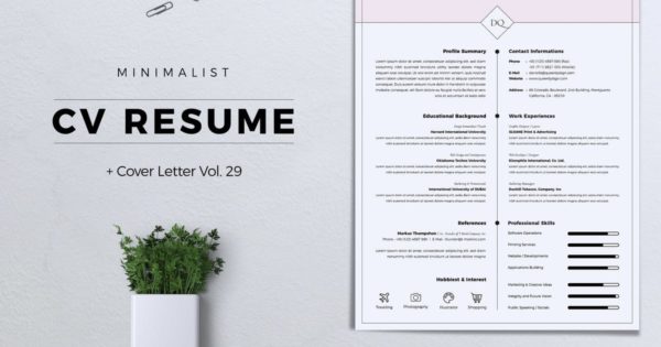 极简主义设计师履历表排版设计模板v29 Minimalist CV Resume Vol. 29