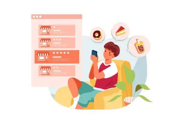 送外卖概念插画矢量素材 Food Delivery Illustration concept