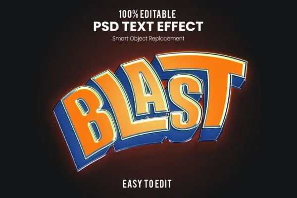 扭曲3D文字效果[PSD] BLAST – 3D Text Effect PSD