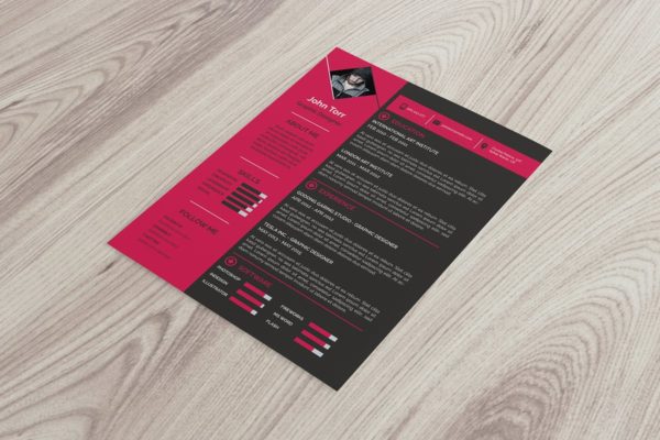 图形设计师/平面设计师履历表排版设计模板 Resume Template