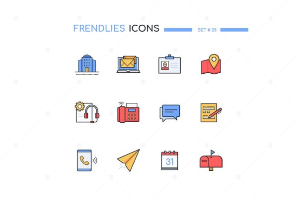 联系我们主题线条设计风格矢量图标集 Contact us – modern line design style icons set