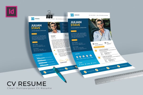 色块拼接风格个人电子简历设计模板 Supervisor Design CV Resume