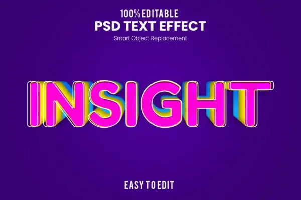 多彩分层立体3D文字效果[PSD] INSIGHT – 3D Text Effect PSD