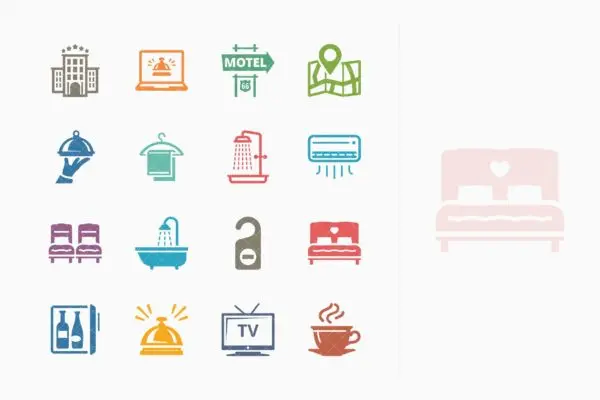 彩色系列-旅游旅行主题矢量图标v1 Tourism & Travel Icons Set 1 – Colored Series