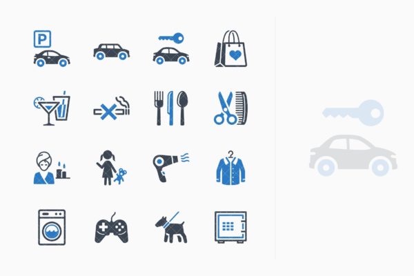蓝色系列-旅游旅行矢量图标v3 Tourism & Travel Icons Set 3 – Blue Series